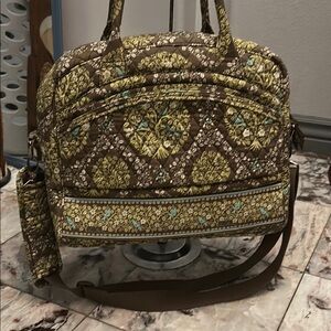 Vera Bradley Brown and Green laptop bag with Ornate Pattern
